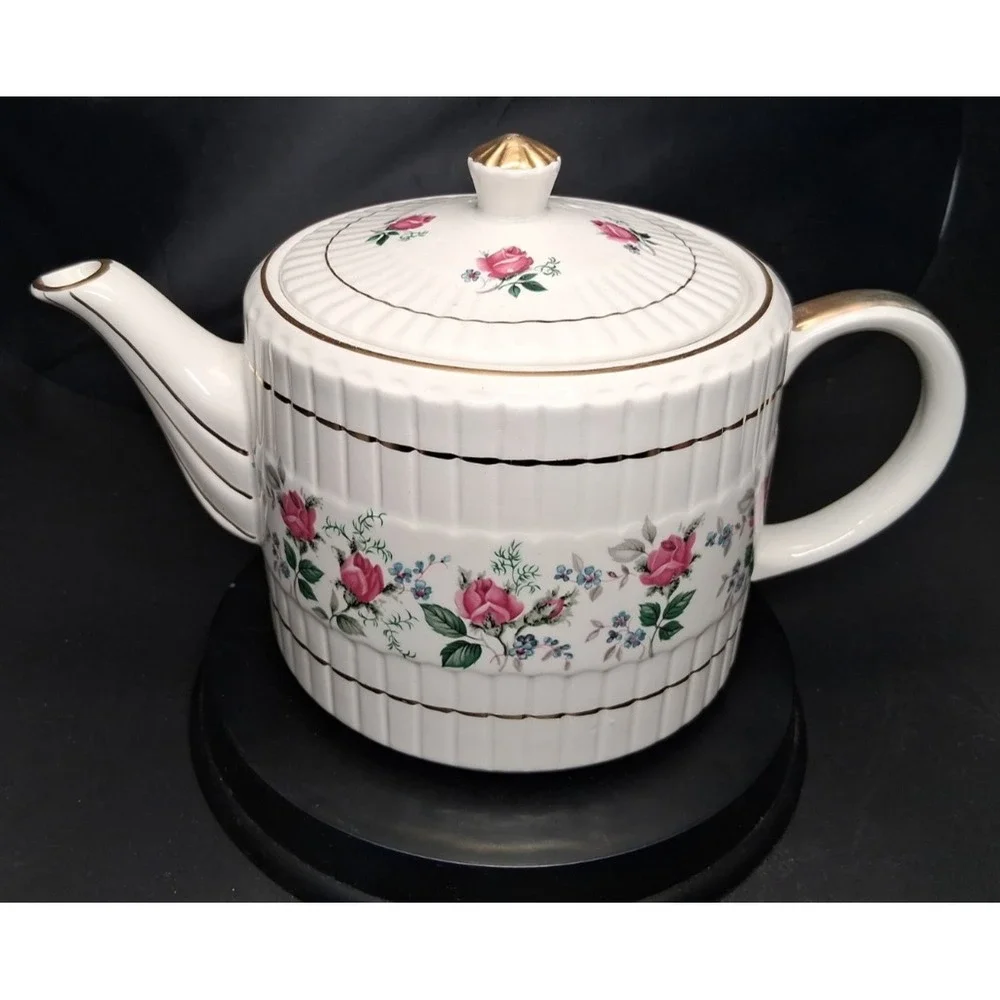 Vintage Ellgreave Wood & Sons Teapot with Rose Bud Design